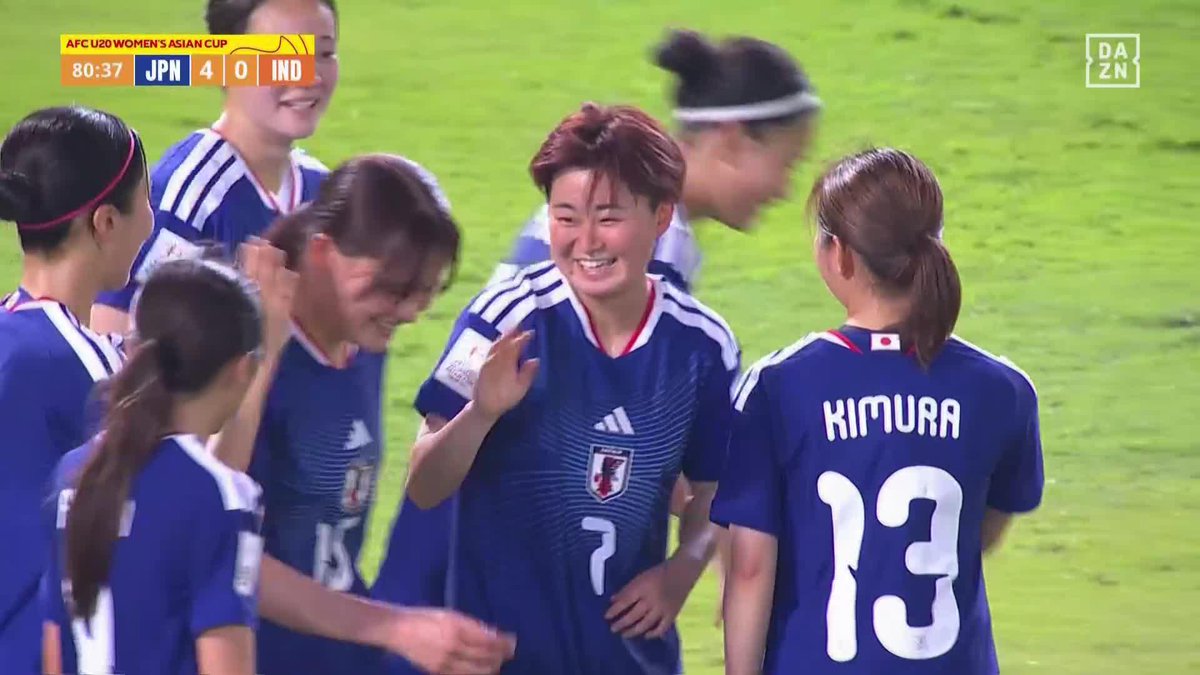 美しいデザイン コーナーキックからのバックヘッド 朝生珠実→松永未夢で🇯🇵5点目 🏆️AFC U20女子アジアカップ 🆚日本×インド 📺DAZN ライブ配信中 #U20女子アジアカップ #だったらDAZN