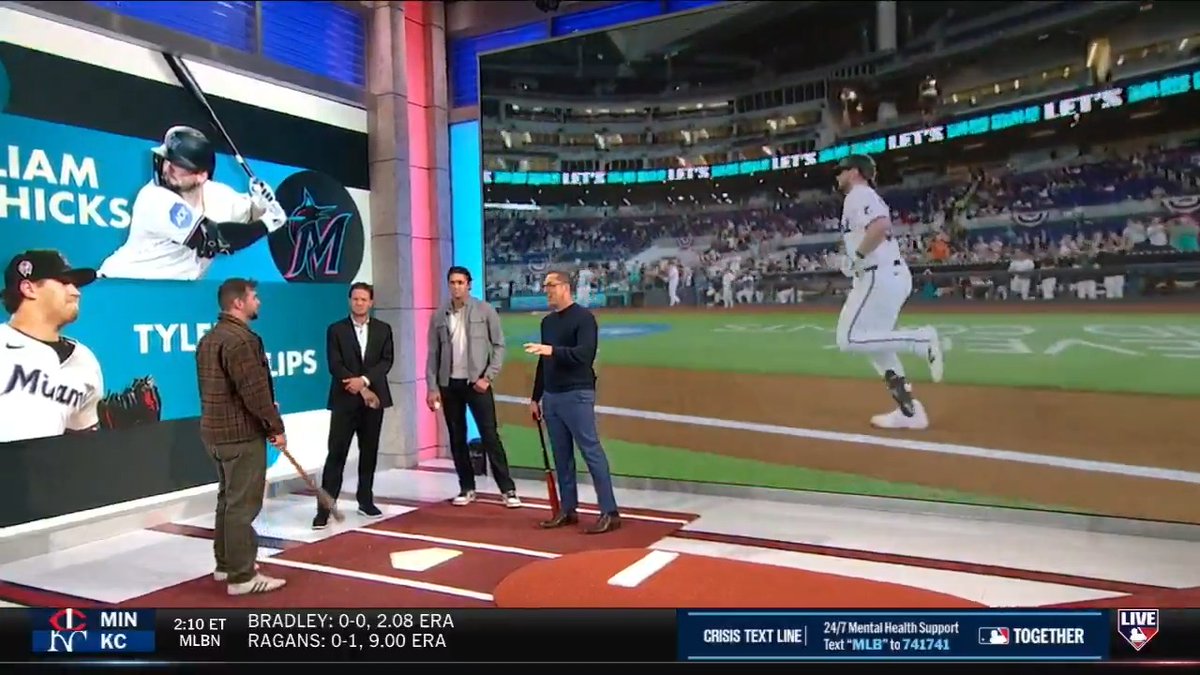Liam Hicks is the hottest hitter in baseball 👀 The Miami Marlins catcher is in Studio 21 to talk through the progression of his leg kick and what's led to his scorching start to the season. #MLBCentral