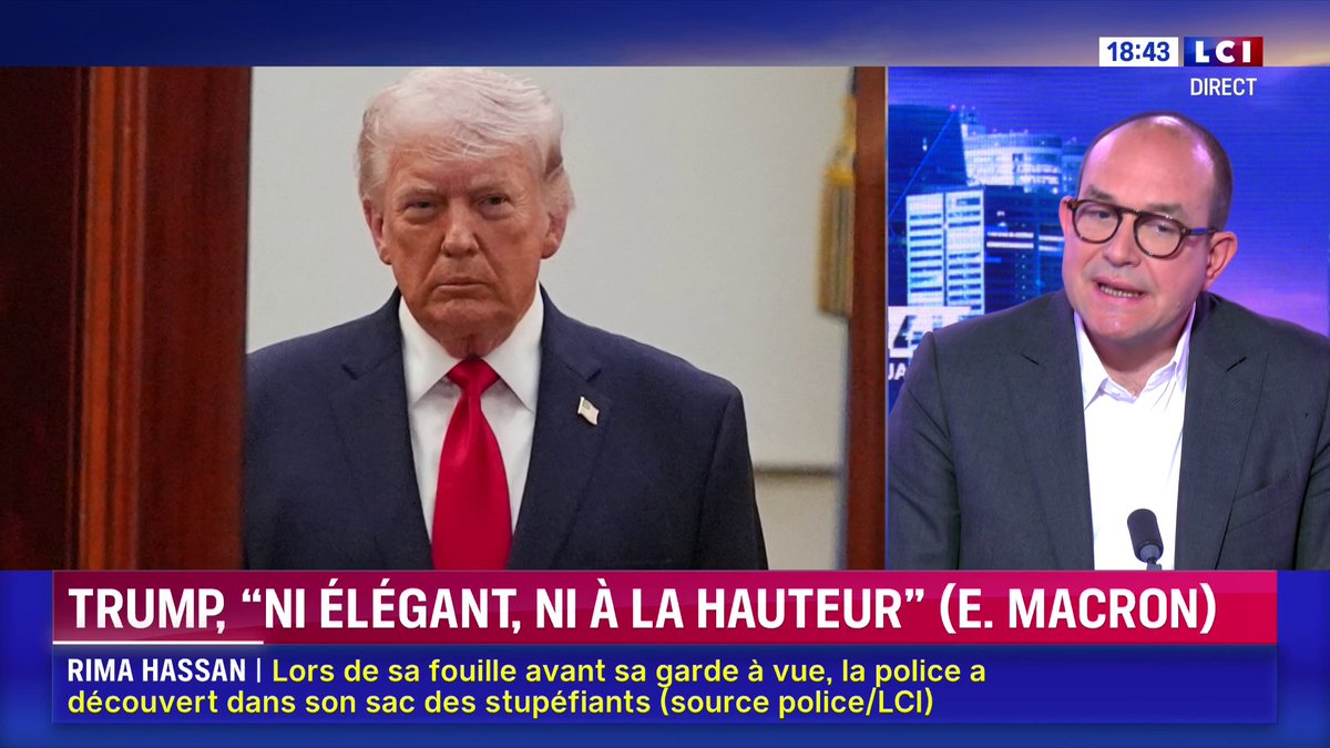 Réponse d’Emmanuel Macron aux propos de Donald Trump : "De nombreux dirigeants européens s’unissent et osent désormais répondre à Trump, or ce n’était pas le cas avant. Les attaques de Donald Trump envers Emmanuel Macron ne sont pas dignes d’un chef d’État", affirme Lucas Menget