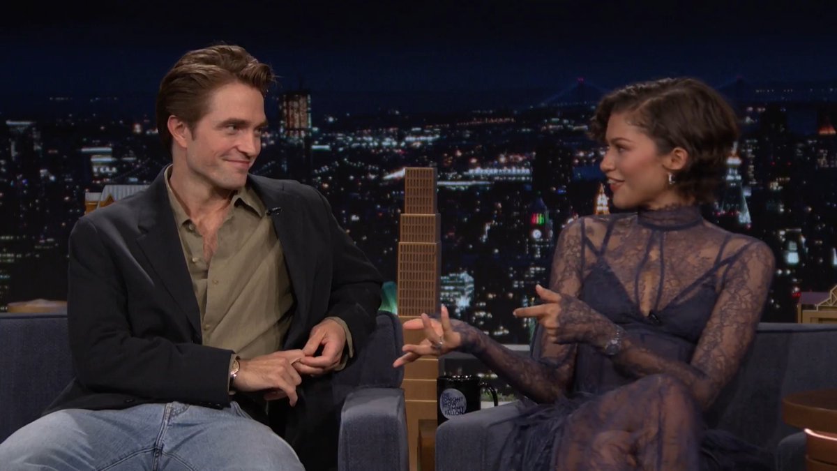 .@zendaya and Robert Pattinson went from never having worked together to doing three films in a row: The Drama, The Odyssey Movie and DUNE! #FallonTonight