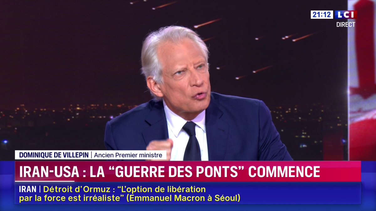 🗣️ "La puissance américaine devient une puissance négative, une puissance de désordre. C’est le signe du déclin impérial américain. Nous sommes sur un autre versant de l’Histoire, où Donald Trump semble se délecter du désordre qu’il crée", affirme Dominique de Villepin ▶️ Darius Rochebin
