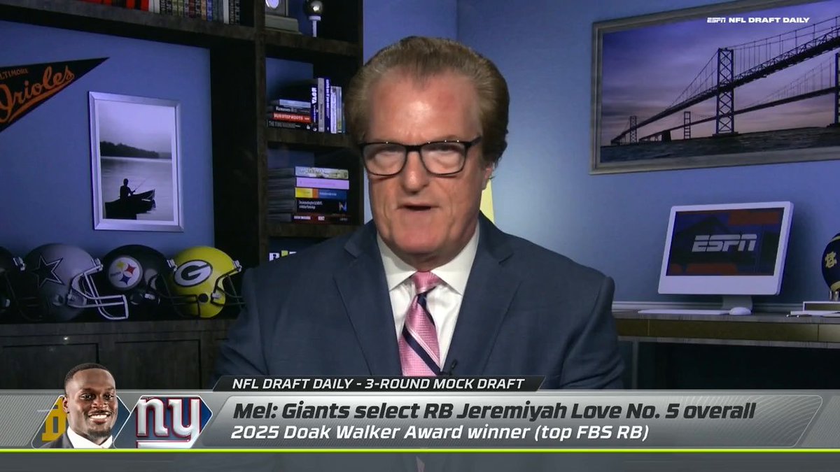 Jeremiyah Love ➡️ Giants? 🤔 Mel Kiper Jr. loves the idea of the RB going to the Big Apple 🍎