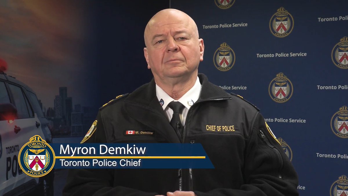 Chief Chief Myron Demkiw announces arrest for Public Incitement of Hatred at a recent demonstration at Bathurst Street and Sheppard Avenue West. News release: