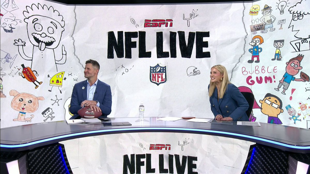 In honor of World Autism Awareness Day, the NFL Live studio is filled with drawings from Dan Orlovsky's son, Madden 🧩 Great work, Madden 👏 🎨