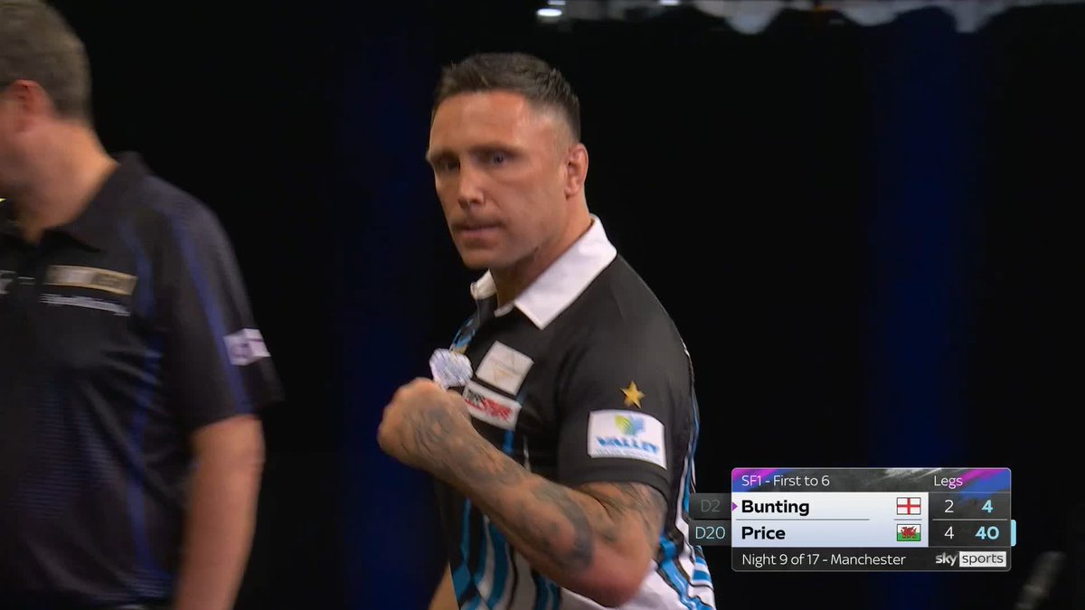 PRICE ON THE CUSP! Gerwyn Price is closing in on yet another nightly final! The Welshman is averaging a staggering 114 here, as he stretches his lead to 5-2! 📲 #PLDarts | SF1