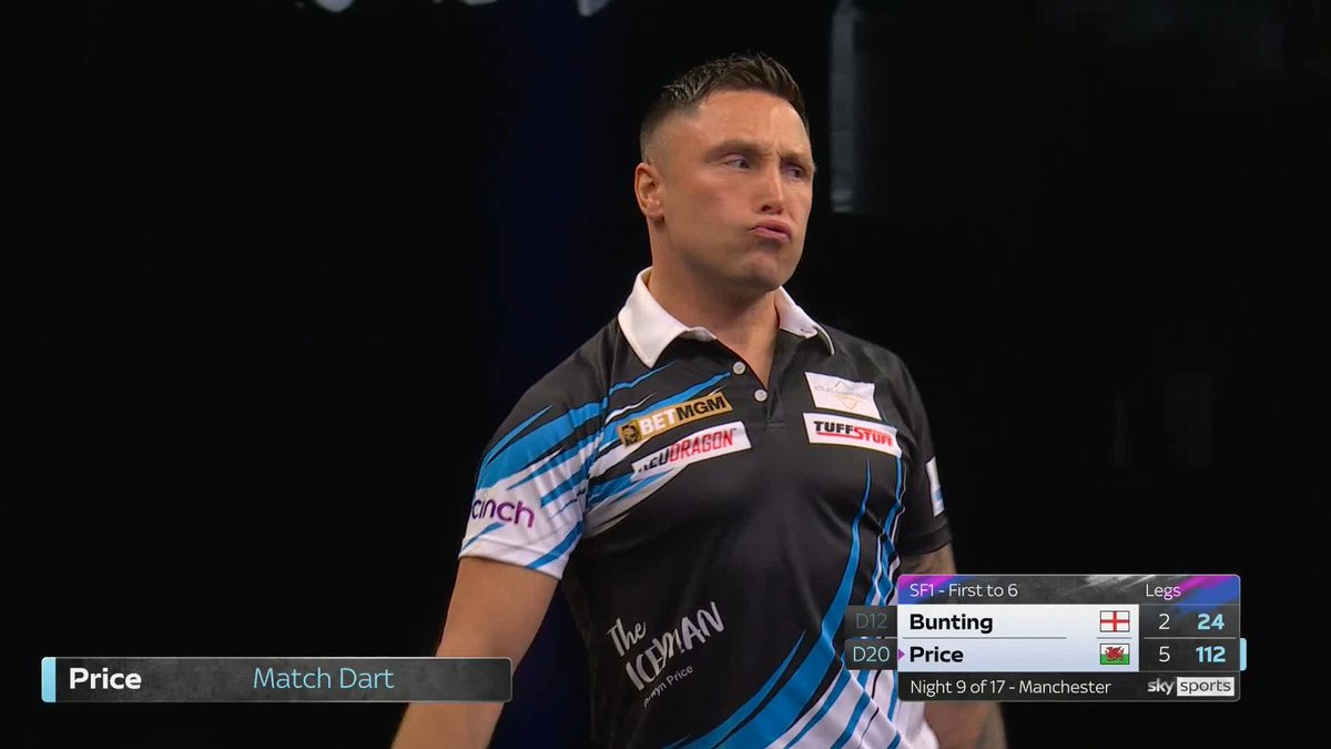 ASTONISHING FROM THE ICEMAN! 🔥 That is REMARKABLE! Gerwyn Price averages 112.91 to defeat a brilliant Stephen Bunting and book his place in Manchester's Night Nine final! 📲 #PLDarts | SF1