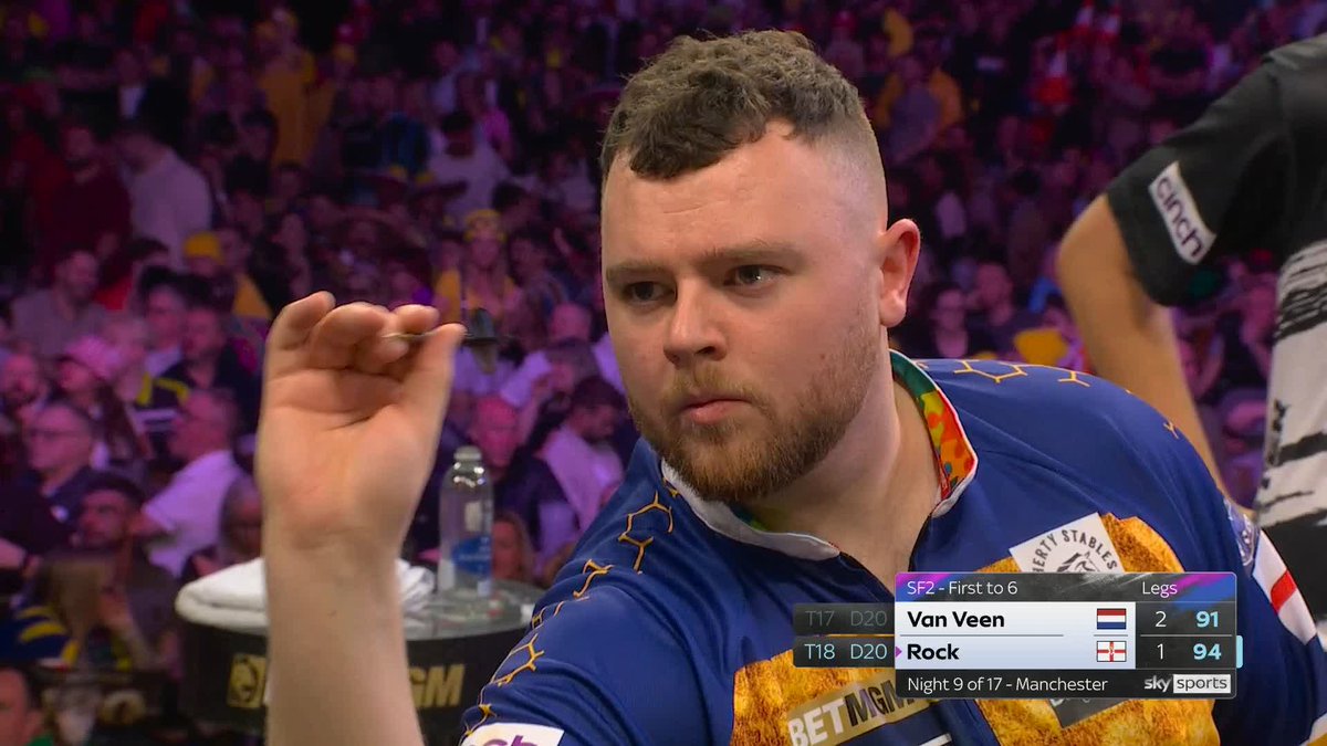 ROCK RESTORES PARITY! Sensational darts from both, but it's Josh Rock who takes out 265 in just five darts to draw level against Gian van Veen! 📲 #PLDarts | SF2