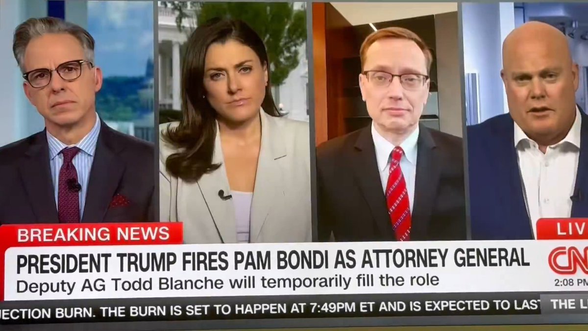 Breaking News: President Donald Trump has fired US Attorney General Pam Bondi, reportedly for her handling of the Epstein Files and failure to prosecute his political enemies, per CNN.