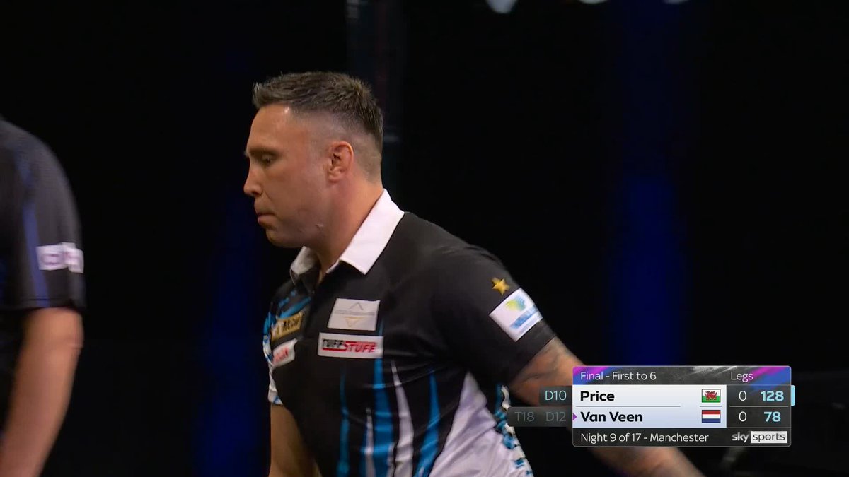 FIRST BLOOD TO PRICE! Gerwyn Price continues from where he left off in the semi-finals! The Welshman opens his account against Gian van Veen with a sublime 128 combination! 📲 #PLDarts | Final