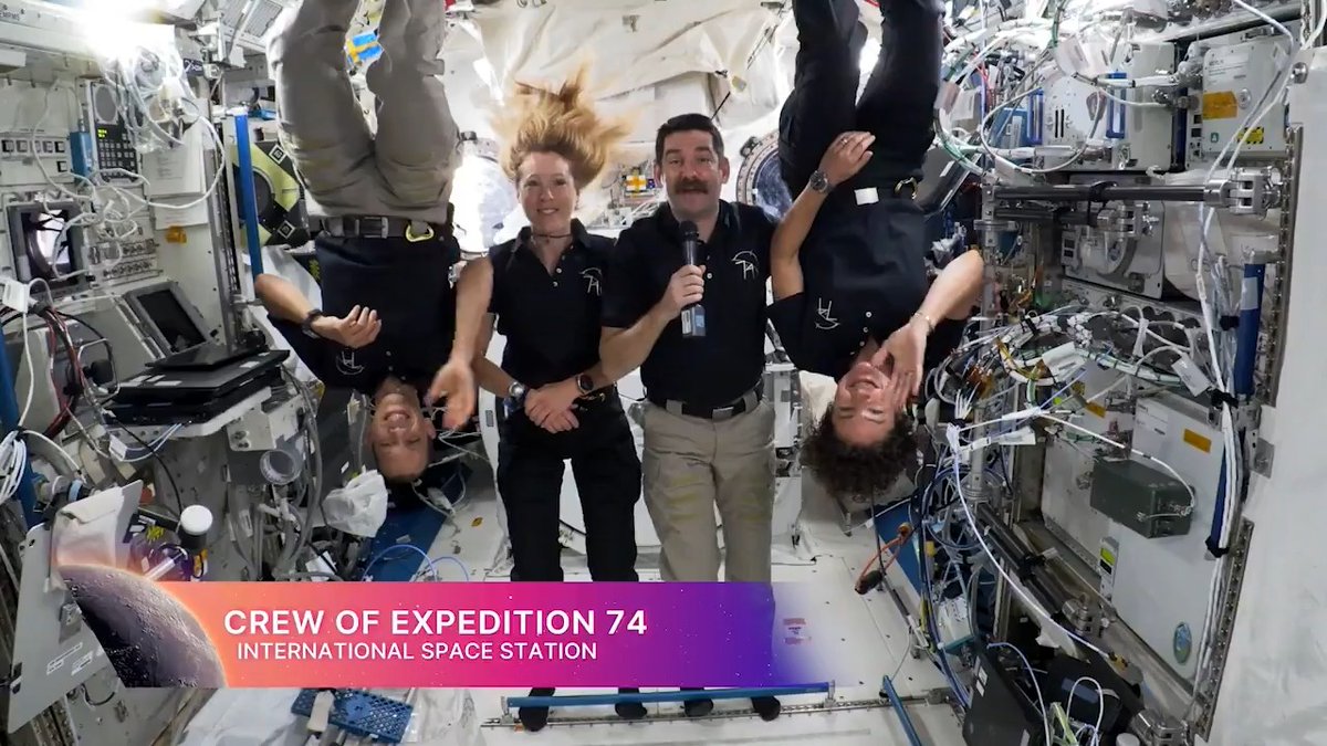 The Expedition 74 astronauts aboard the International Space Station express their gratitude to the teams supporting the NASA Artemis II crew and its mission to fly around the Moon.