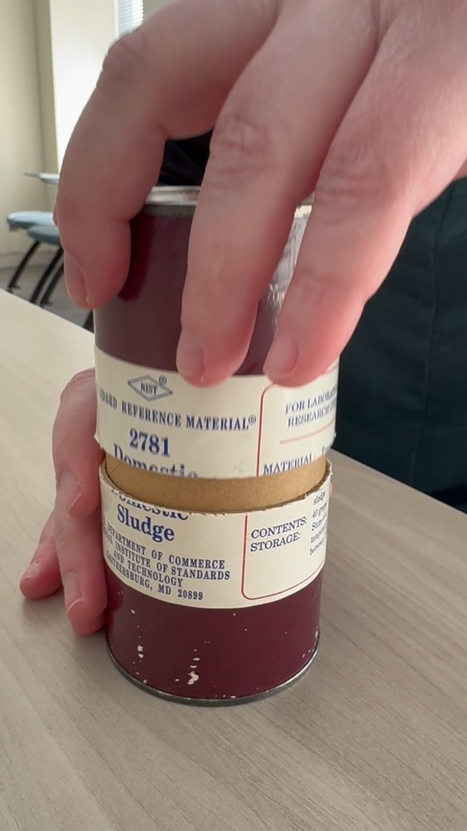 What’s that dried powder? It’s NIST’s domestic sludge SRM. Each bottle contains 40 grams of dried, pulverized domestic sludge. Scientists use the SRM to verify their measurements and calibrate their tests for detecting heavy metals (like lead) in their sludge samples.