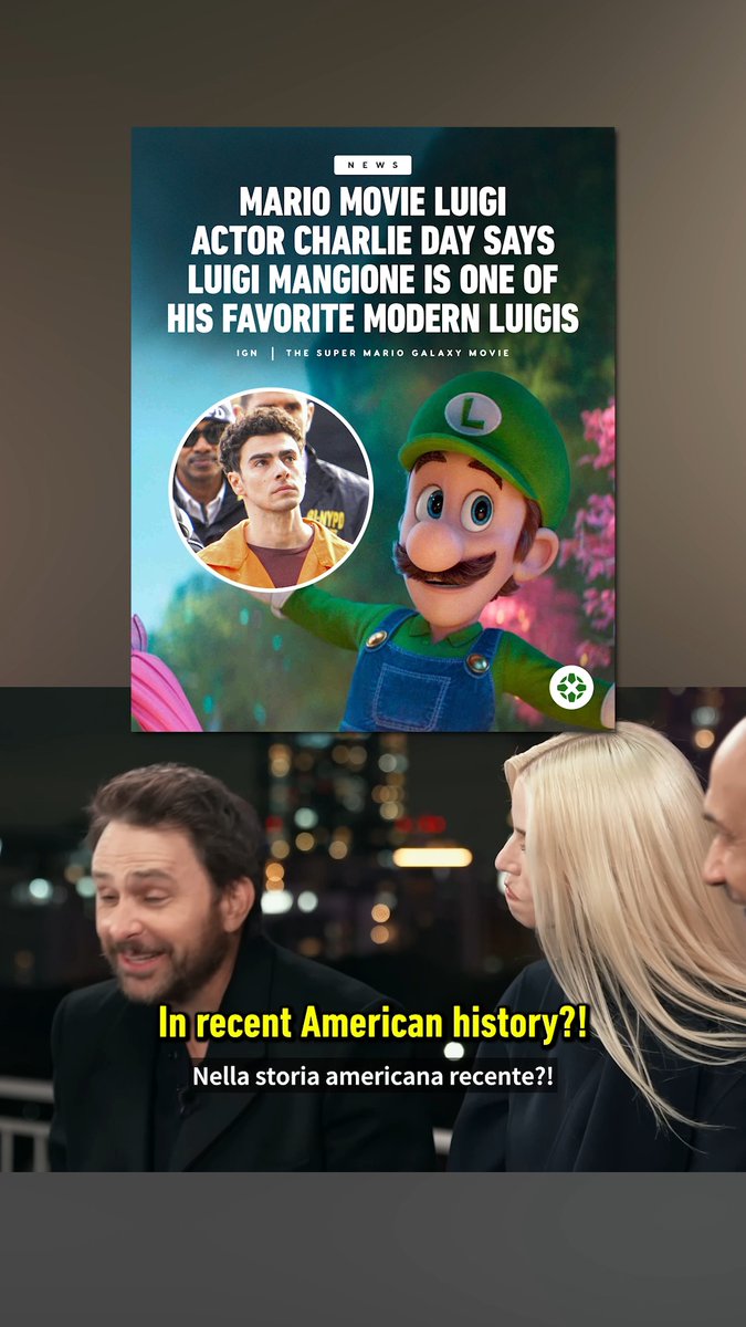 The Super Mario Galaxy Movie star Charlie Day reveals his favorite Luigis: 1. Himself and 2. Luigi Mangione