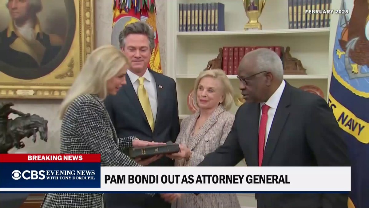 A major shake-up in the Trump administration, with President Trump removing Pam Bondi as attorney general and transition to a job in the private sector. Defense Secretary Pete Hegseth has asked Army Chief of Staff Gen. Randy George to step down and retire immediately, sources tell CBS News. Nancy Cordes has more.