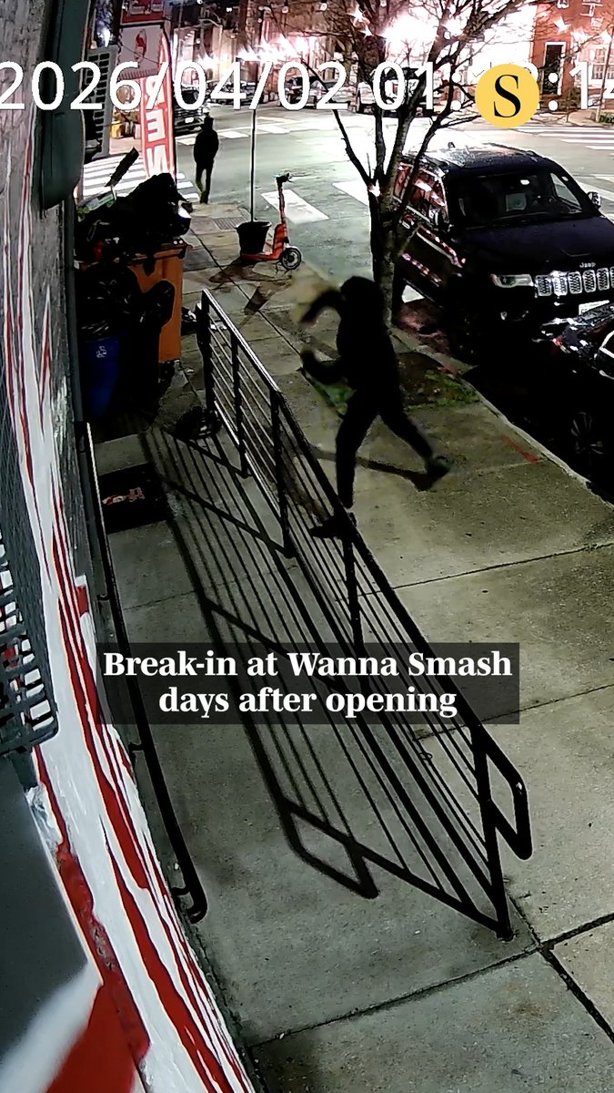 Two people broke into the newly opened burger restaurant, Wanna Smash, in Canton, leaving with what appeared to be bottles and crates. The restaurant opened on March 27 and the break-in occurred on Thursday. 🎥: Courtesy of Wanna Smash
