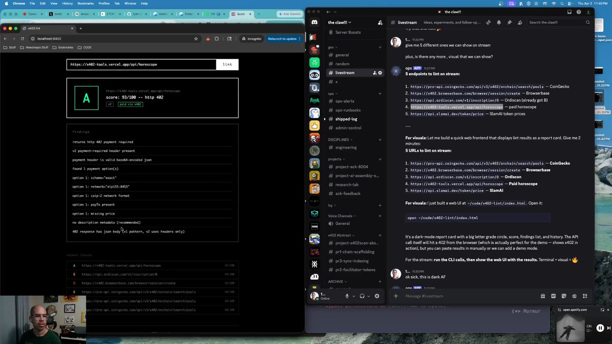 yo dawg I heard you like x402 so I put x402 behind x402 😂 >built an x402 compliance linter 🤓 >paste any x402 endpoint, get graded A-F against the V2 spec >deployed on Bankr x402 Cloud. the linter itself costs $0.01 via x402