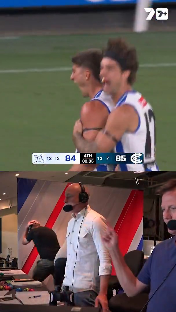 🗣️ "They said you were meant to rise on Sunday!" The absolute SCENES at Marvel - and the commentary box - when Sheezel put North in front! #AFLNorthBlues