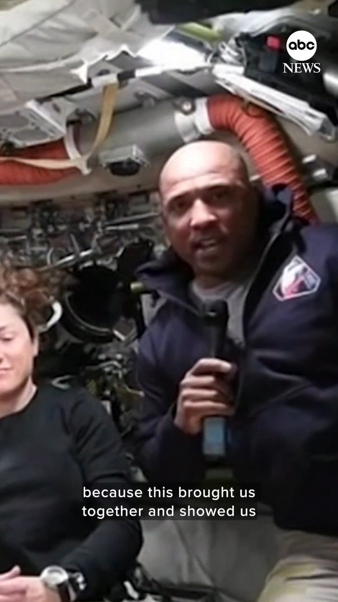 "From up here you also look like one thing ... No matter where you're from or what you look like — we're all one people." ABC News News' Gio Benitez asked the Artemis II crew what their message to the American people is after their first night in space.