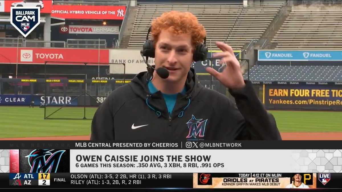 "This team is awesome. I'm so grateful to be here, we have a lot of fun." Owen Caissie describes his first week of games with the Miami Marlins after being acquired in the offseason, his experience playing in the World Baseball Classic and more on #MLBCentral.