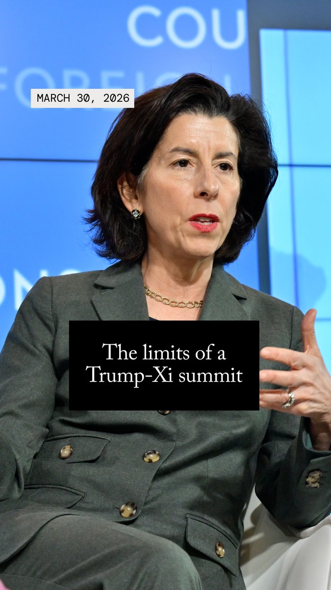 “I have had to look President Xi in the eye and say, ‘President, America’s national security is not for sale. Period. Full stop,’” says Gina Raimondo, CFR expert and former U.S. secretary of commerce. “The truth of it is, their interests are opposed to ours. Right? Like they want to control their supply chain. They want to use critical minerals as leverage over us. They want and will take Taiwan. We want the opposite.” 🔗 Watch the full conversation: