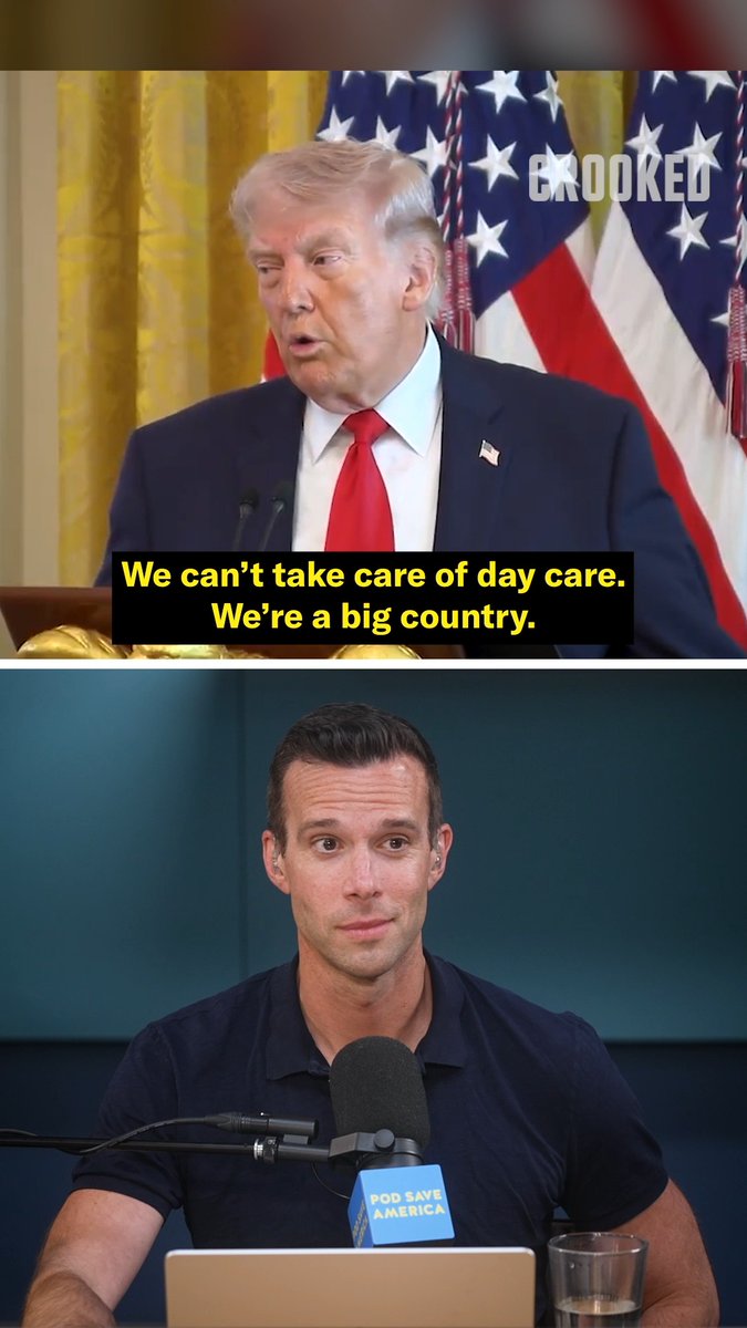 Trump would rather pay for foreign wars instead of pay for American day care. This is where we are at. Watch more Pod Save America on YouTube!