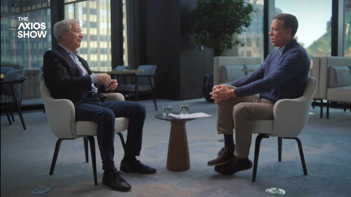 NEW: On The Axios Show, Jim VandeHei asks Jamie Dimon why CEOs are “chickenshit” to speak out on politics. “I get asked ... by all my Democratic friends — ‘You got to say something.’ I said, ‘You didn't ask me to say something every time I didn't agree with Biden or Obama.’”