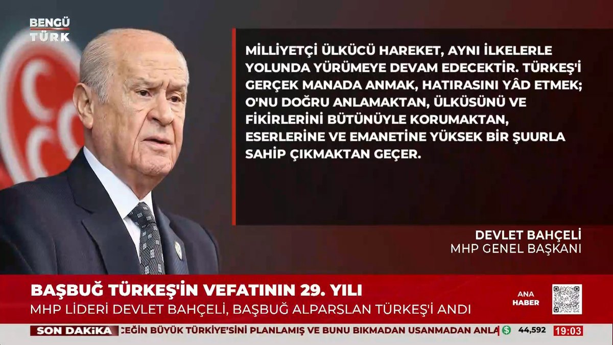 Merhum Türkeş Bey’in iki kutlu emaneti olan Milliyetçi Hareket Partisi ve Ülkü Ocakları emin ve ehil ellerde bugün milletimizin istikbal ve istiklal güvencesidir.
