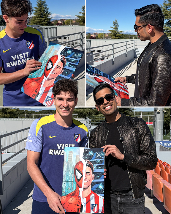 .Omar Raja surprised Julian Alvarez with custom Spider-Man portrait made by Marvel Entertainment 🕷️❤️