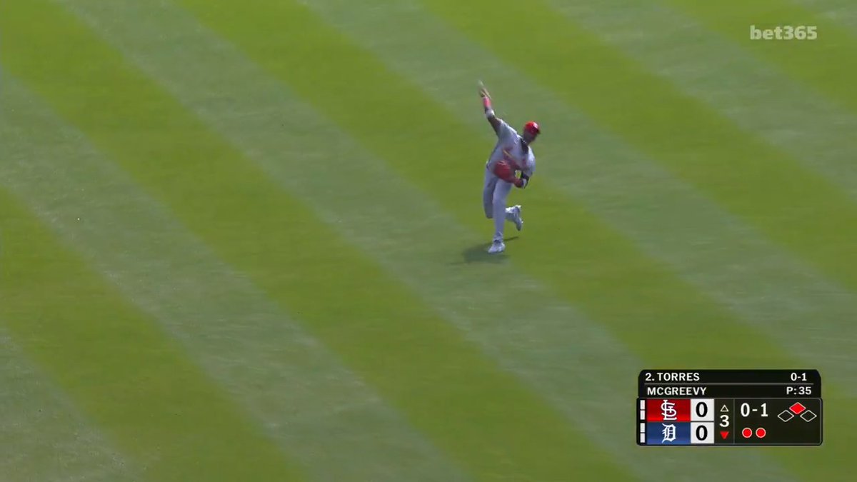 Jordan Walker has a CANNON of an arm 😮 He cuts down Javier Báez at the dish to keep the game scoreless!
