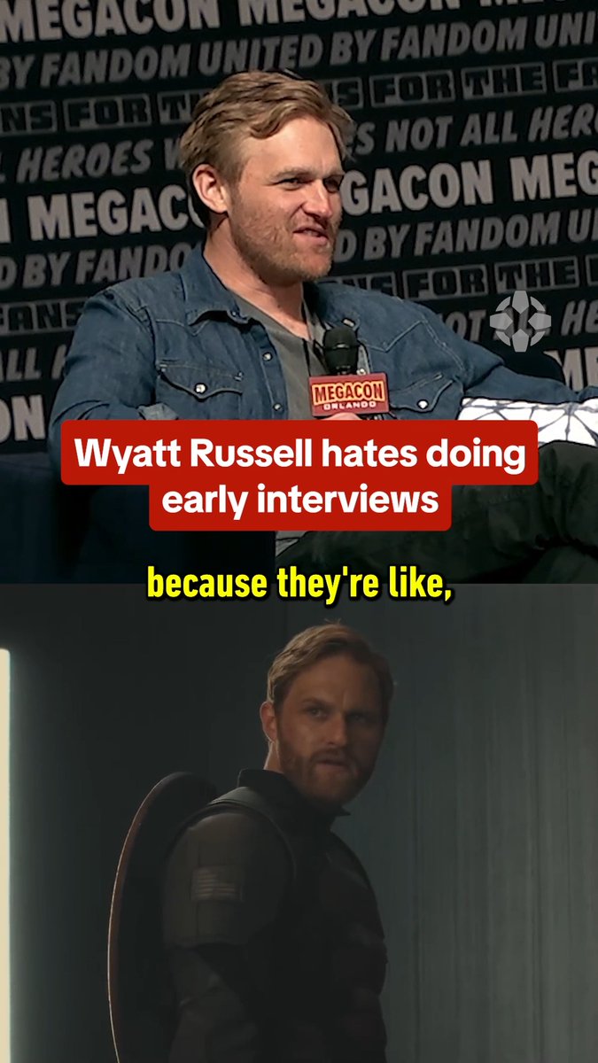 Avengers: Doomsday star Wyatt Russell disliked doing interviews right after Marvel's Hall H panel at SDCC because he knows the same amount of information as the fans. #MEGACONOrlando