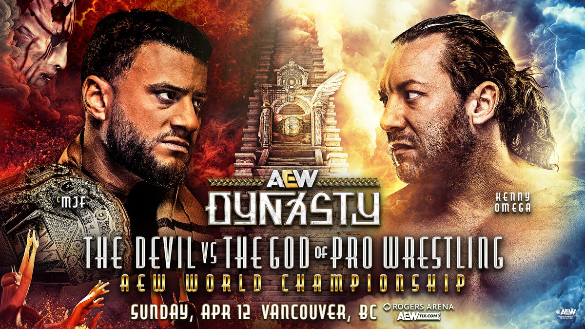 #AEWDynasty 8e/5p, HBO Max PPV Sunday 4/12 AEW World Title Maxwell Jacob Friedman™️ vs Kenny Omega Omega wants to take the title away from MJF, but the AEW World Champion wants to end Kenny's career! The Devil vs The God of Pro Wrestling LIVE for the top prize on HBO Max PPV, SUNDAY 4/12!