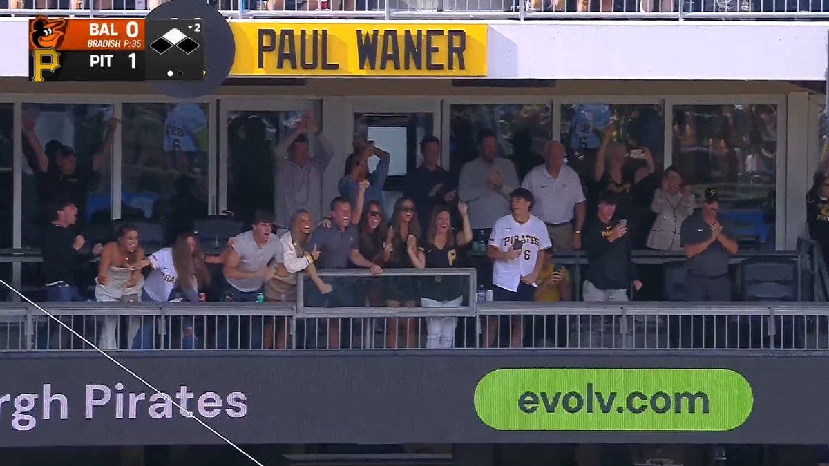 Konnor Griffin's family is going wild after he hit an RBI double in his first Major League at-bat 👏