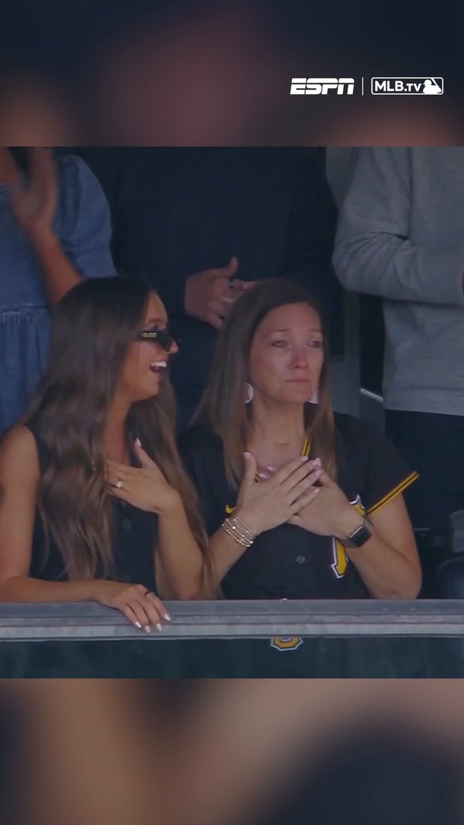 19-year-old Konnor Griffin laces a double in first MLB at-bat, bringing his mom to tears 🥹 ESPN is now the home of watch on the ESPN App: (via MLB, SportsNet Pittsburgh)