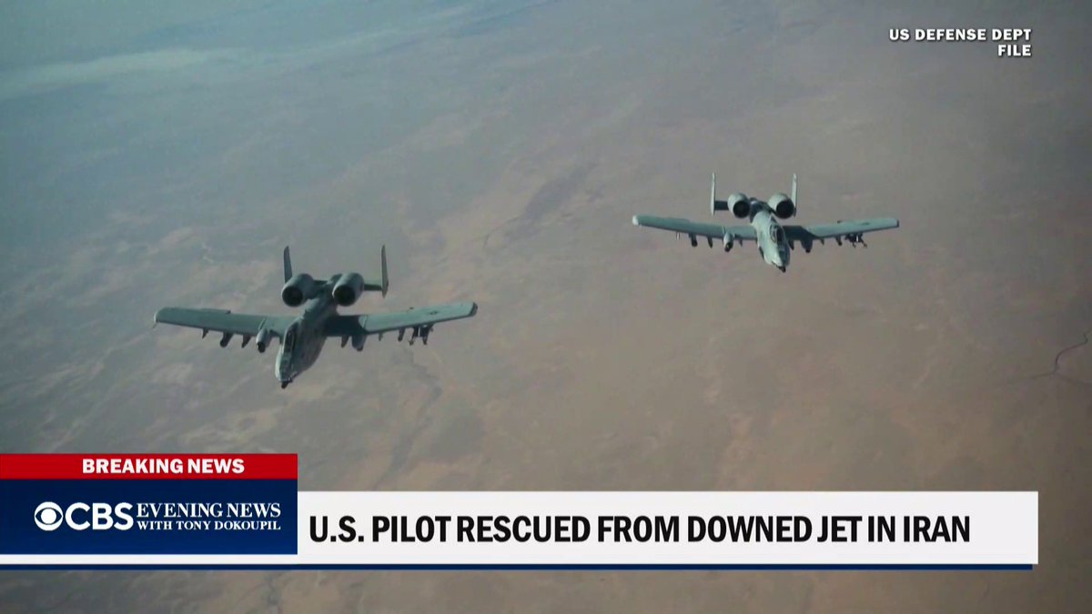 An American A-10 Warthog took fire and was damaged during a search-and-rescue mission for a crew member on a U.S. F-15E fighter jet that was downed over Iran on Friday, two U.S. officials told CBS News. Charlie D'Agata reports the Warthog pilot ejected over the Persian Gulf and was successfully recovered.