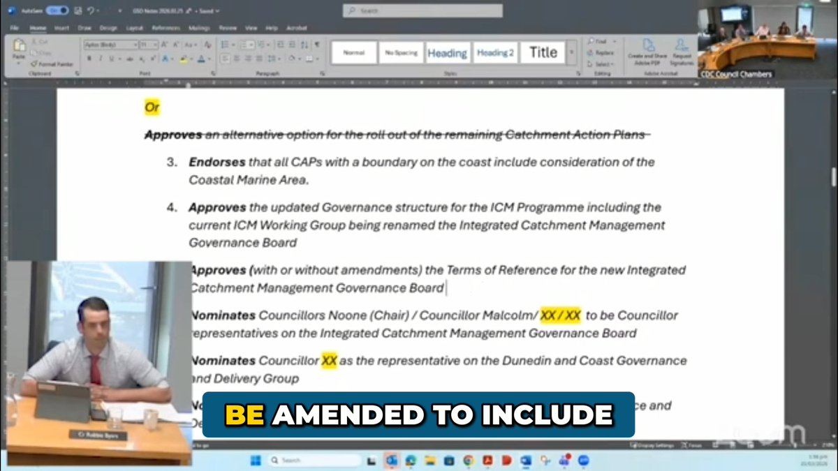 Well this was an awkward meeting. We fast forwarded through some of the awkward silences for you. And the panic "adjournment"... At a recent Otago Regional Council meeting, Councillor Robbie Byars put forward a simple amendment to remove unelected iwi representatives from the new governance structure for the ICM Board and keep decision-making with those voters can actually hold accountable. It was voted down 8–3. That’s how co-governance keeps creeping in. Not through public mandate, but through decisions like this in council chambers. Credit to Robbie for forcing the issue and making councillors show their hand. Democracy only works when the public can see who is standing up for it… and who isn’t.