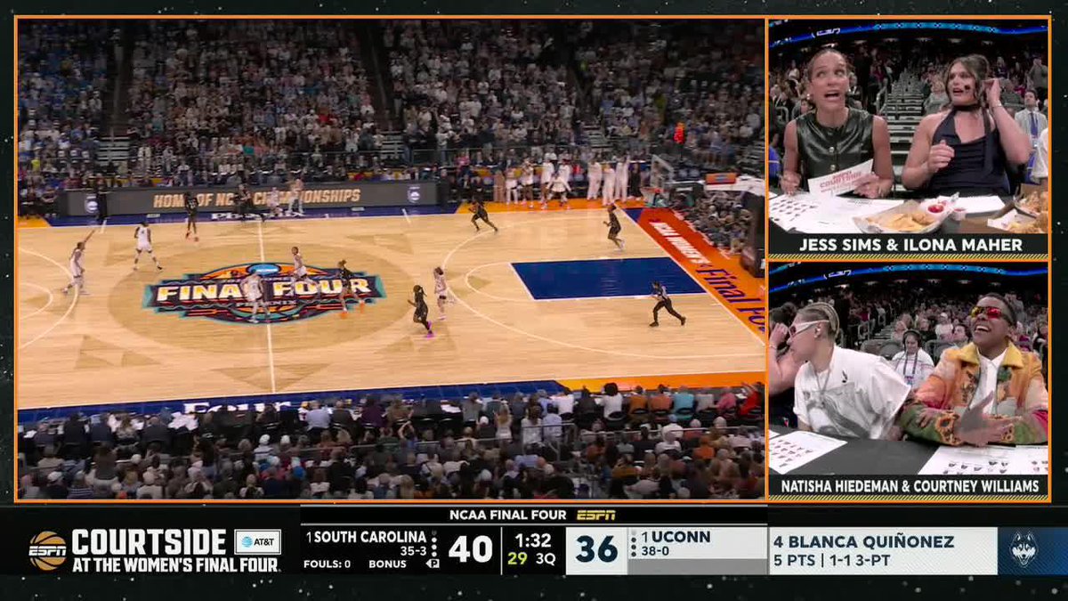 UConn and the Alt-Cast were HYPE after Blanca Quiñonez's three 😤