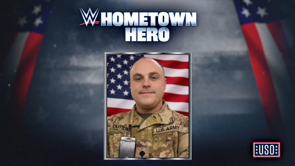 Thank you for your service, Specialist Travis Dutton! 👏 #WWEHometownHero