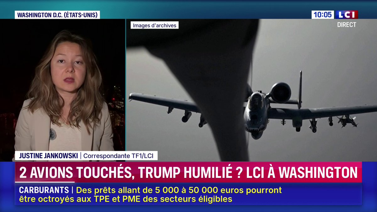 🔴🗣️ "Un 2e avion militaire américain a été touché par l'Iran, le pilote a pu s'éjecter, il est sain et sauf. Mais c'est un nouveau revers pour l'administration Trump" 📺👇 Guerre en Iran : écoutez Justine Jankowski, correspondante TF1-LCI à Washington｜Anne-Chloé BOTTET