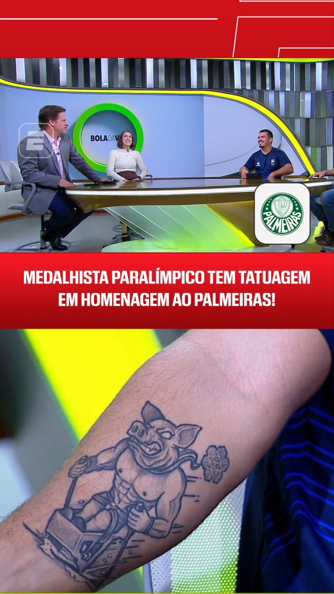 PORCO LOUCO! Convidado do Bola da Vez desta semana, Cristian Ribera, medalhista de prata no cross-country sprint nas Paralimpíadas de Inverno de Milão-Cortina, nunca escondeu seu amor pelo Palmeiras e mostrou a tatuagem que tem em homenagem às suas três grandes paixões: Palmeiras, medalhas e o esqui! ASSISTA ao #BolaDaVez, com Cristian Ribera, neste sábado (4), às 22h, AO VIVO, na ESPN pelo Plano Premium do #DisneyPlus! #Palmeiras #OlimpíadasDeInverno