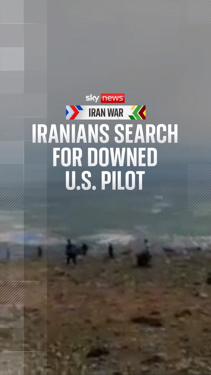 This footage appears to show Iranians searching for the pilot of a downed American fighter jet. Iranian media has reportedly announced a $60,000 reward for anyone who captures him. 🔗