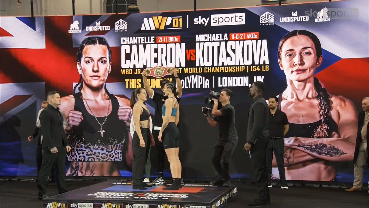 The first two women to fight for a world title in the UK over three-minute rounds 👏 Chantelle Cameron bidding to become a two-weight world champion against Michaela Kotaskova on Sunday ⏳