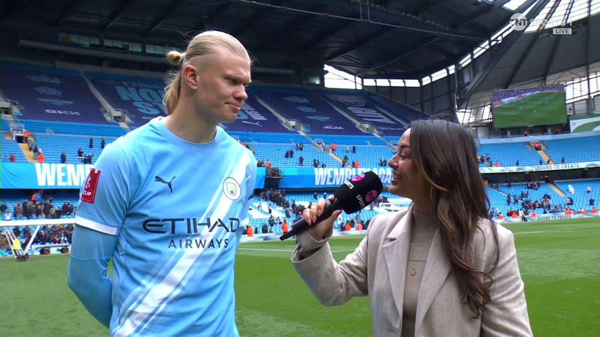 “Another Wembley trip for us, it’s amazing!” Erling Haaland reacts after his hat-trick and looks ahead to Man City’s ambitions this season 🏆 🎙️ Jules Breach | 📺 Watch live on TNT Sports on HBO Max