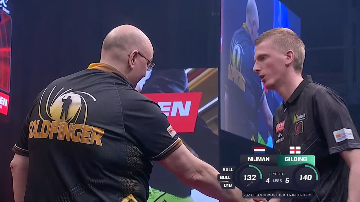 GILDING STUNS NIJMAN! Andrew Gilding continues to be a bogey player for Wessel Nijman, as the Englishman beats Nijman 6-4 to send him home in round one! 📺 #ET4