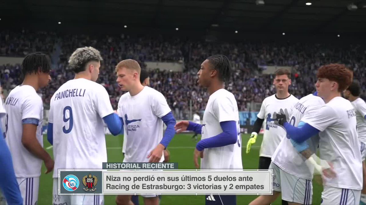 ❤️🇦🇷🇫🇷 Los jugadores de Racing de Estrasburgo salieron con una REMERA EN APOYO a Joaquín Panichelli antes el partido vs Niza.