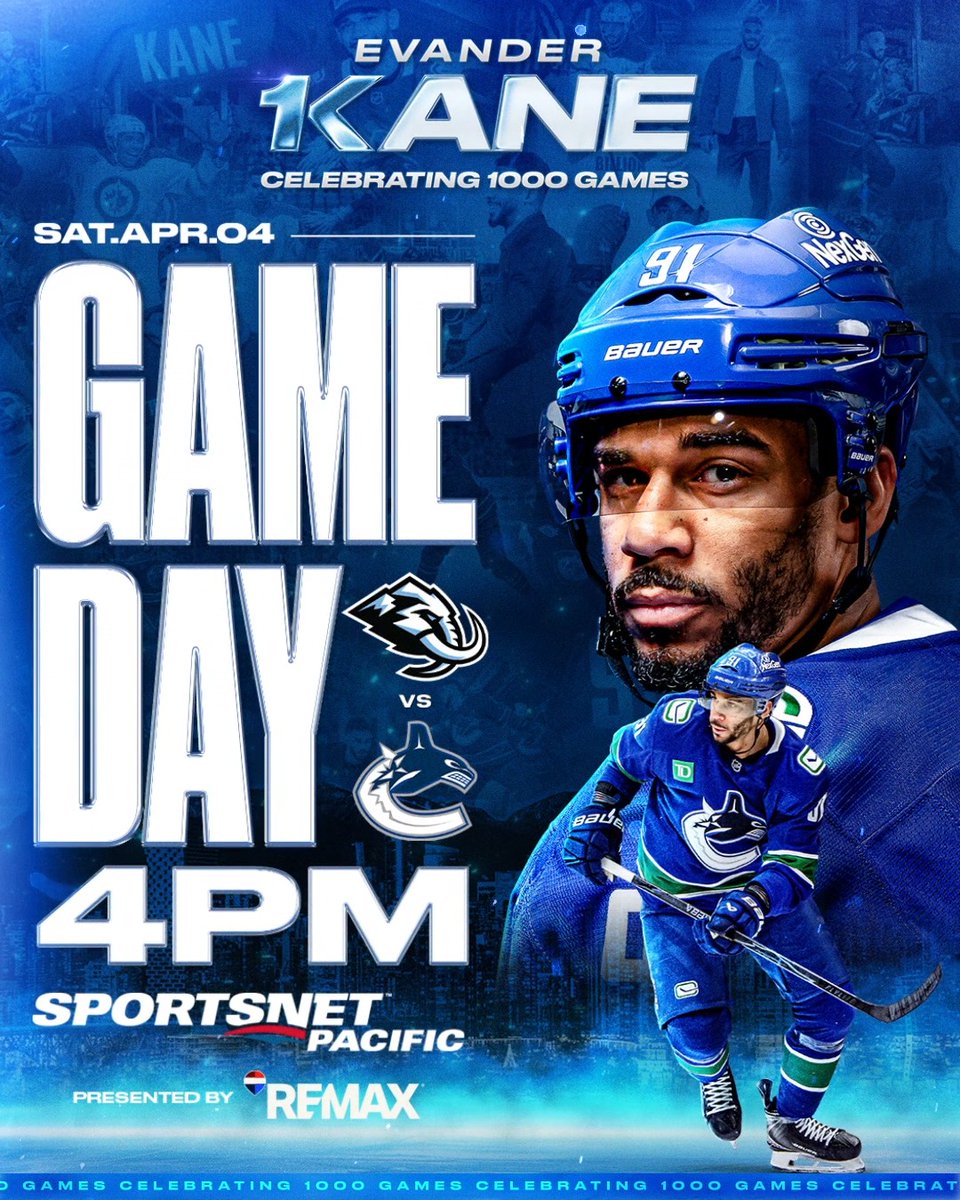 Celebrating 1Kane! 🆚 Utah Mammoth ⏰ 4:00 PM PT 📍 Rogers Arena 📺 Sportsnet Pacific 📻 Sportsnet 650 Presented by RE/MAX BUY TICKETS |