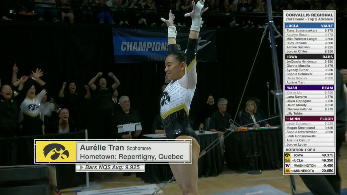 Watching this routine on repeat 😍 Aurélie Tran with a perfect 10.0 on bars‼️