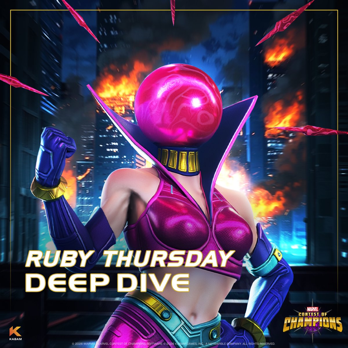 🔴 Ruby Thursday ROLLS into The Contest as our 350th Champion! 🔴 With her shape-shifting Ruby, attack into this villainous Champion at your own risk!