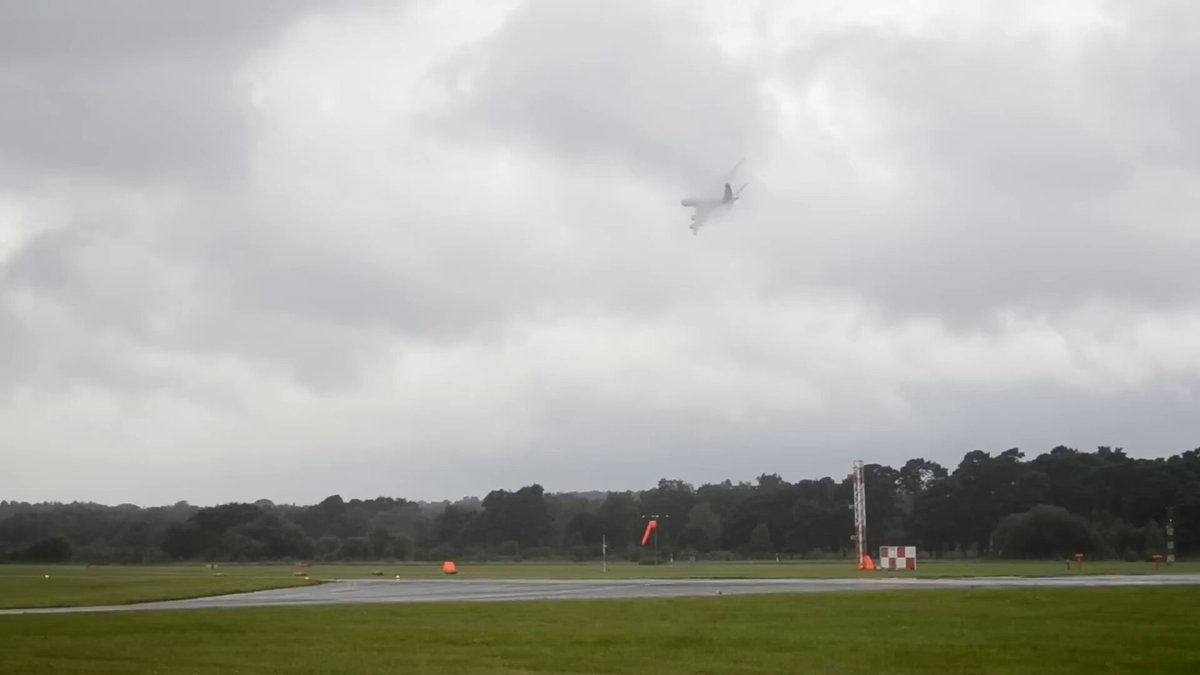The Airbus A380 showing off just how agile it can be 👀 This was at Farnborough Airshow, the A380 performed an aggressive steep turn followed by a stunning slow pass. Despite its size, its fly-by-wire system keeps everything in check. Under normal law, the bank angle is limited to around 33°, but pilots can push it up to 67° by holding the sidestick; the fly-by-wire system will revert to 33° if the stick is released. 📹: theaerolife