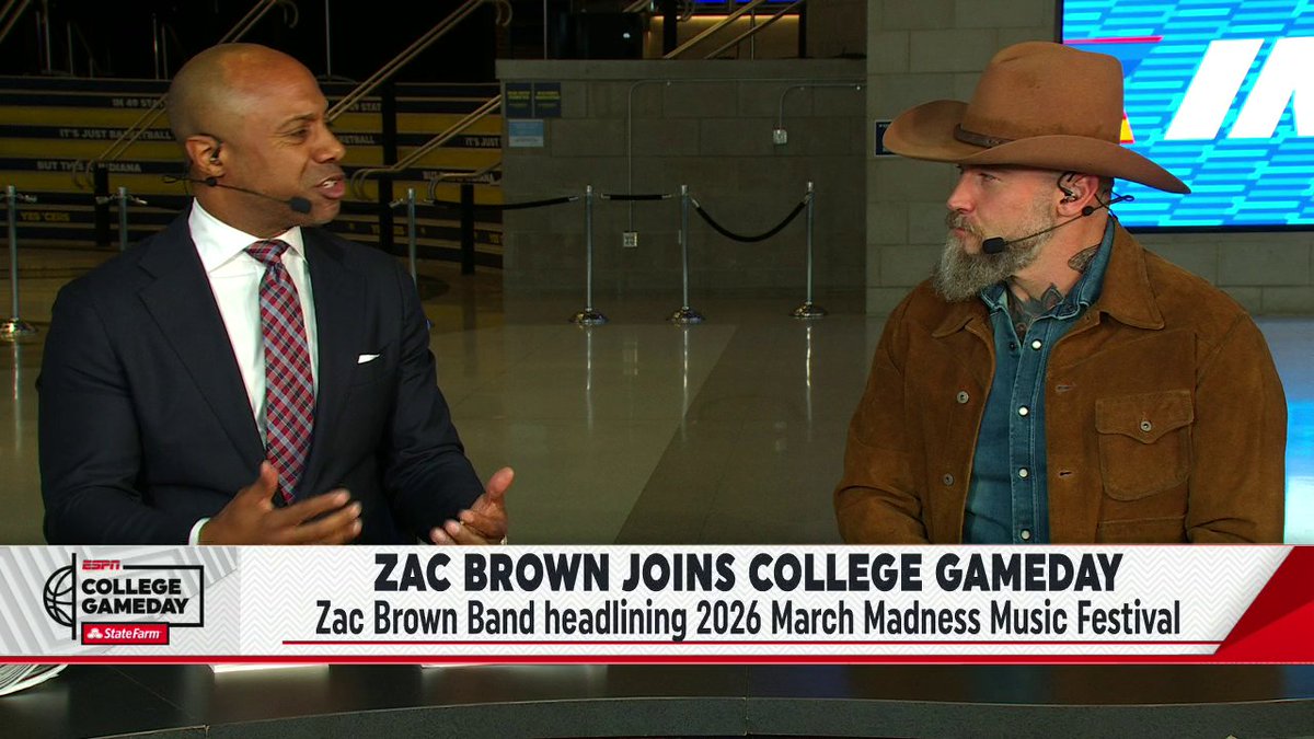 College GameDay 🤝 Zac Brown Band The GameDay crew catches up with Zac Brown as he prepares to headline the 2026 March Madness Music Festival 🔥🤠