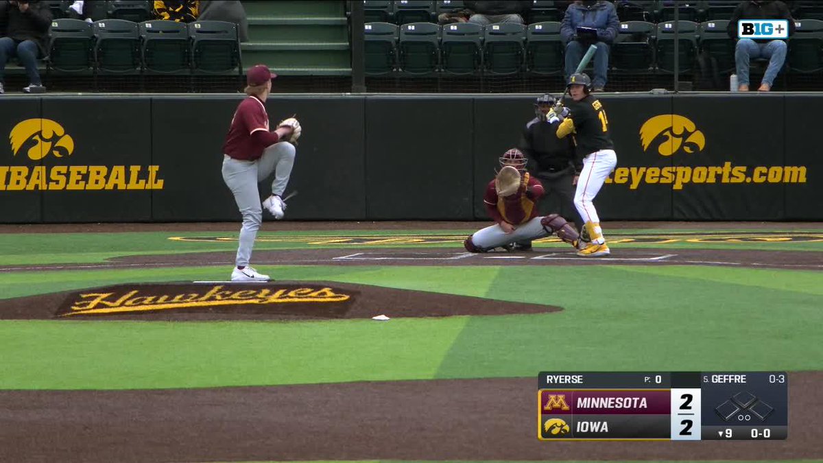 Going, going, gone‼️ Carter Geffre leaves the yard to send Iowa Baseball to a walk-off win against rival Minnesota