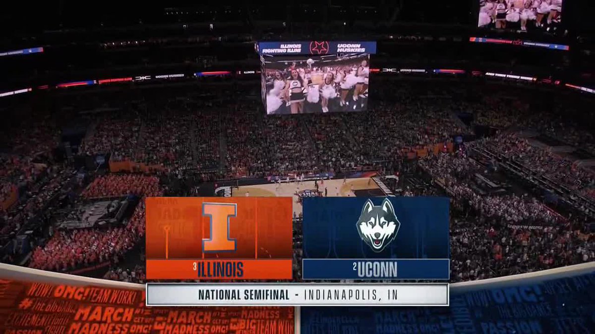 The Road to the Final Four has led us to Indianapolis. "And then, there were four." 3-seed Illinois Men's Basketball taking on 2-seed UConn Men's Basketball for a spot in the National Championship Game 📺 TBS, truTV, March Madness Live